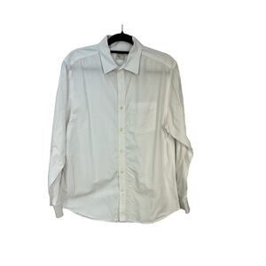 Old Navy Men’s LONG SLEEVE Button Down White Shirt Size L
